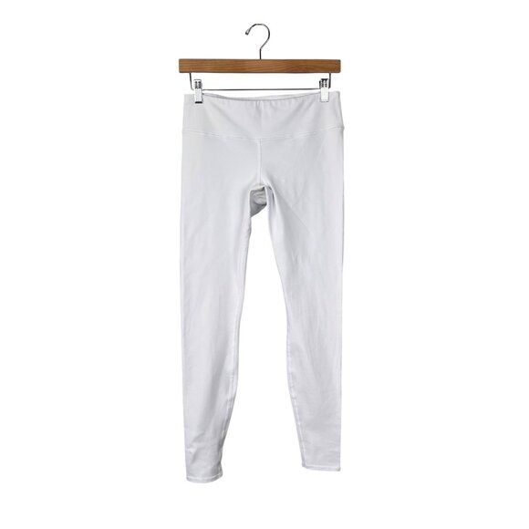 Alo Yoga Solid White Mid Rise Pull On Stretch Leggings Womens Sz. S Activewear - Picture 1 of 8